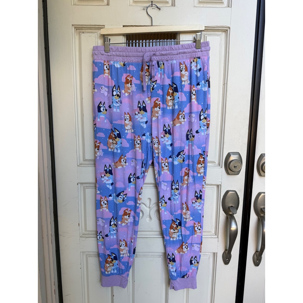 Little Sleepies Bluey Lunaluxe Bamboo Jogger Pajama Pants Purple Size Medium
